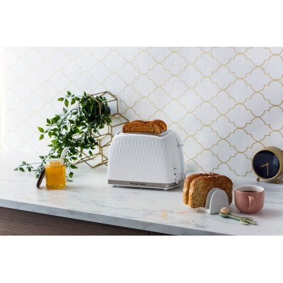 Тостер Russell Hobbs Honeycomb 850Вт, широкі слоти, пластик, білий (26060-56)
