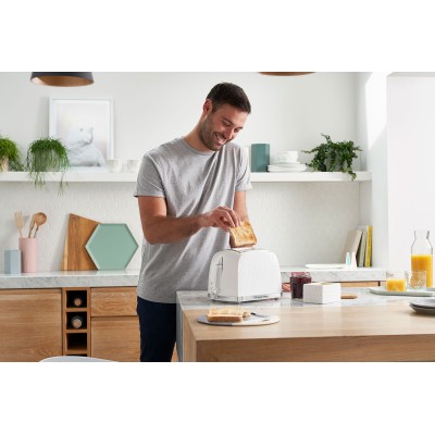 Тостер Russell Hobbs Honeycomb 850Вт, широкі слоти, пластик, білий (26060-56)
