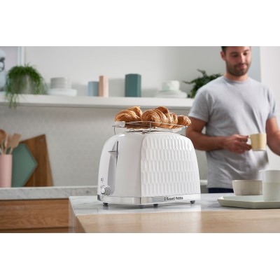 Тостер Russell Hobbs Honeycomb 850Вт, широкі слоти, пластик, білий (26060-56)