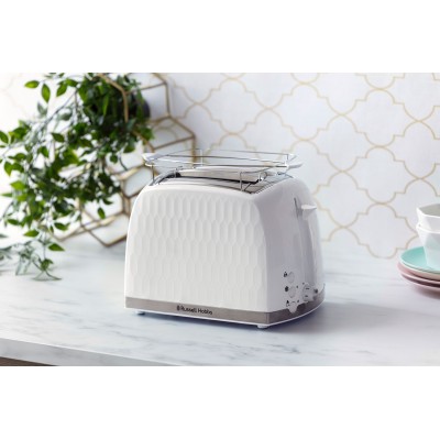 Тостер Russell Hobbs Honeycomb 850Вт, широкі слоти, пластик, білий (26060-56)