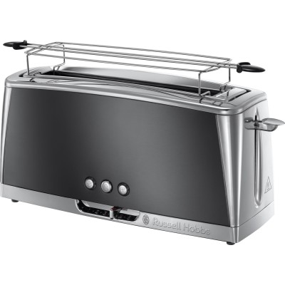 Тостер Russell Hobbs Luna Moonlight 1420Вт, довгі слоти, підігрів, розморожування, метал, сірий (23251-56)