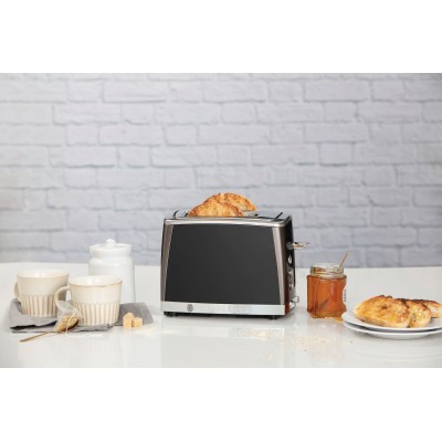 Тостер Russell Hobbs Matte Black 2 Slice, 1550Вт, нержавіюча сталь, підігрів, розморожування, чорний (26150-56)