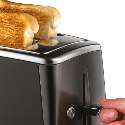 Тостер Russell Hobbs Matte Black 2 Slice, 1550Вт, нержавіюча сталь, підігрів, розморожування, чорний (26150-56)
