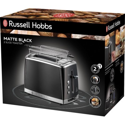 Тостер Russell Hobbs Matte Black 2 Slice, 1550Вт, нержавіюча сталь, підігрів, розморожування, чорний (26150-56)