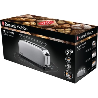 Тостер Russell Hobbs Oxford 1000Вт, довгі слоти, метал, сріблястий (21396-56)