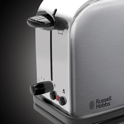 Тостер Russell Hobbs Oxford 1000Вт, довгі слоти, метал, сріблястий (21396-56)