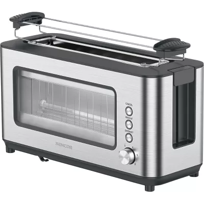 Тостер Sencor 1200Вт, підігрів, розморожування, з віконцем, нерж. сталь, сіро-чорний (STS4050SS)