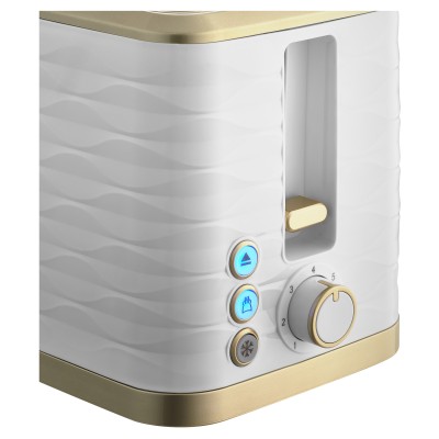 Тостер Sencor 930Вт, підігрів, розморожування, підсвічування, пластик, біло-золотий (STS7500WH)