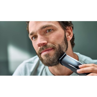 Тример Philips Beardtrimmer series 5000, для бороди і вусів, мережа+акум., насадок-2, чохол, сталь, чорний (BT5515/70)