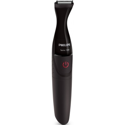 Тример Philips Multigroom series 1000, для бороди і вусів, 1хАА, насадок-4, сталь, чорний (MG1100/16)