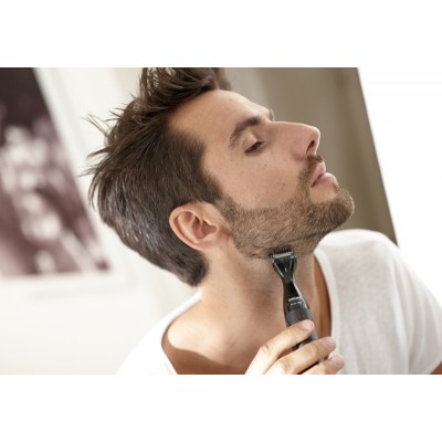 Тример Philips Multigroom series 1000, для бороди і вусів, 1хАА, насадок-4, сталь, чорний (MG1100/16)