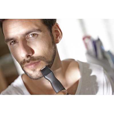 Тример Philips Multigroom series 1000, для бороди і вусів, 1хАА, насадок-4, сталь, чорний (MG1100/16)