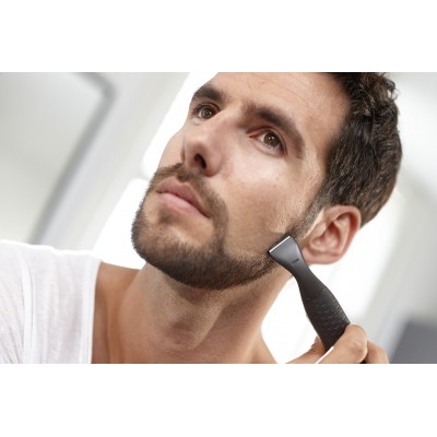 Тример Philips Multigroom series 1000, для бороди і вусів, 1хАА, насадок-4, сталь, чорний (MG1100/16)