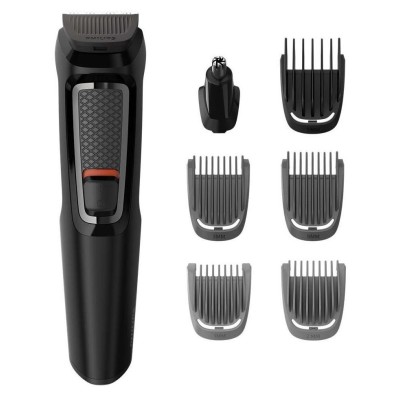 Тример Philips Multigroom series 3000, для бороди, вусів, голови, окантовки, акум., насадок-6, чохол, сталь, чорний (MG3720/15)