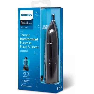 Тример Philips Series 1000, для носа та вух, 1хАА, сталь, чорний (NT1650/16)