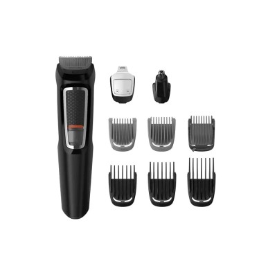 Тример Philips Series 3000, для бороди, вусів, носа та голови, акум., роторний мотор, насадок-5, сталь, чорний (MG3740/15)