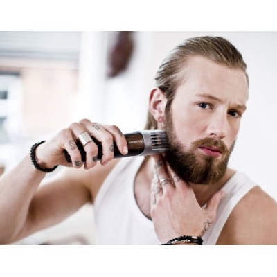 Тример Remington Beard Kit, для бороди і вусів, акум., насадок-2, ножиці, щітка у компл., титан.напил., коричневий (MB4046)