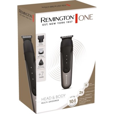 Тример Remington One, для бороди, вусів, голови, носа та тіла, акум., насадок-9, 60 хвил роботи, сталь, чорний (PG760)