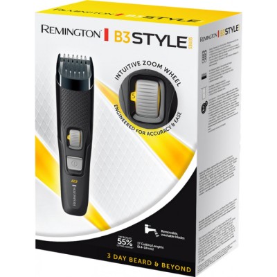 Тример Remington Style Series, для бороди і вусів, АААх2, роторний мотор, чохол, сталь, чорний (MB3000)