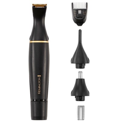 Тример Remington T-Series, для бороди, вусів, окантовки, брови, носа та вух, ААх1, вібраційний мотор, насадок-4, сталь, чорний (