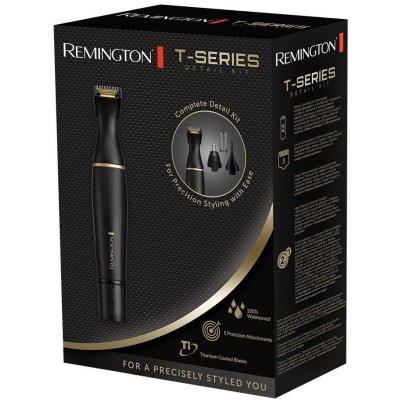 Тример Remington T-Series, для бороди, вусів, окантовки, брови, носа та вух, ААх1, вібраційний мотор, насадок-4, сталь, чорний (