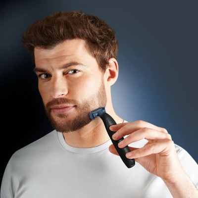 Тример Rowenta Forever Sharp Sport Collection, для бороди і вусів, мережа+акум., роторний мотор, насадок-3, сталь, чорно-синій (