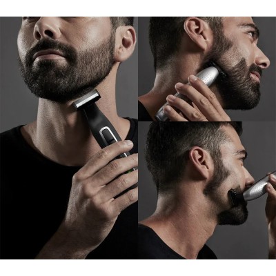 Тример Rowenta Forever Sharp, для бороди і вусів, мережа+акум., роторний мотор, насадок-3, сталь, чорний (TN6000F5)