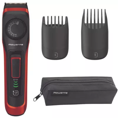 Тример Rowenta Virtuo, для бороди і вусів, мережа+акум., насадок-2, чохол, титан.напил., чорно-червоний (TN3800F4)