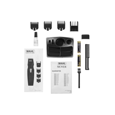 Тример WAHL Mustache&Beard, для бороди і вусів, ААx2, в комплекті, роторний мотор, насадок-4, гребінець, підставка, сталь, чорни