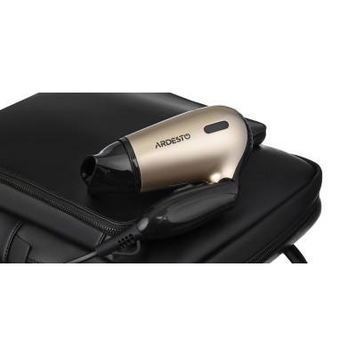 Фен Ardesto Gemini HD-503T дорожній, 1200 Вт, складана ручка, 2 швидкості, 2 темпер. режими, золотисто-чорний