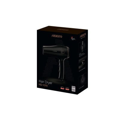 Фен Ardesto HD-Y210, 1750-2100Вт, 2 швидкості, 3темп.режими, авто.змотування шнура, чорний