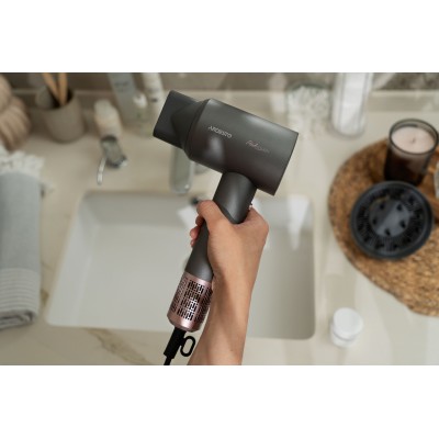 Фен Ardesto Pink Touch, 1600Вт, 2 швидкості, 3темп.режими, іонізація, дифузор, магнітні насадки, сірий+рожевий (HD-R300PT)