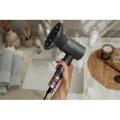 Фен Ardesto Pink Touch, 1600Вт, 2 швидкості, 3темп.режими, іонізація, дифузор, магнітні насадки, сірий+рожевий (HD-R300PT)