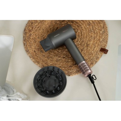 Фен Ardesto Pink Touch, 1600Вт, 2 швидкості, 3темп.режими, іонізація, дифузор, магнітні насадки, сірий+рожевий (HD-R300PT)