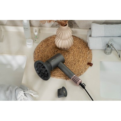 Фен Ardesto Pink Touch, 1600Вт, 2 швидкості, 3темп.режими, іонізація, дифузор, магнітні насадки, сірий+рожевий (HD-R300PT)