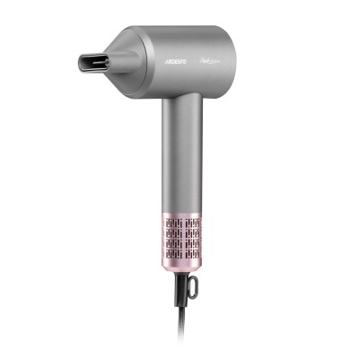 Фен Ardesto Pink Touch, 1600Вт, 2 швидкості, 3темп.режими, іонізація, дифузор, магнітні насадки, сірий+рожевий (HD-R300PT)