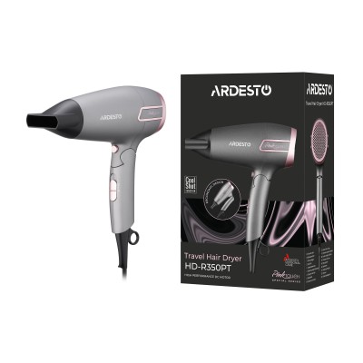 Фен Ardesto Pink Touch, 2000Вт, 2 швидкості, 2 темп.режими, складана ручка, сірий+рожевий (HD-R350PT)