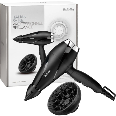 Фен Babyliss, 2200Вт, 2 режими, дифузор, іоніз-я, хол. обдув, чорний (6713DE)