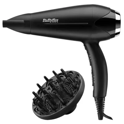 Фен Babyliss, 2200Вт, 3 режими, дифузор, іоніз-я, хол. обдув, чорний (D572DE)