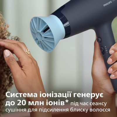 Фен Philips 3000 Series, 2100Вт, 3 режими, дифузор, іоніз-я, хол. обдув, синій (BHD360/20)