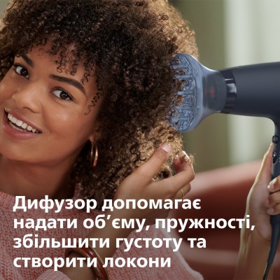 Фен Philips 3000 Series, 2100Вт, 3 режими, дифузор, іоніз-я, хол. обдув, синій (BHD360/20)