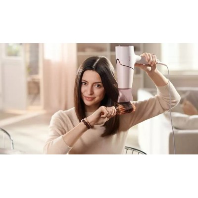 Фен Philips 5000 Series, 2300Вт, 3 режими, дифузор, іоніз-я, хол. обдув, біло-рожевий (BHD530/00)