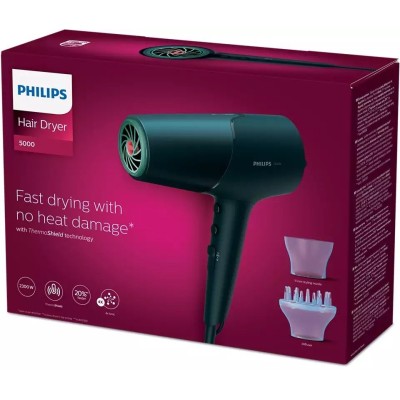 Фен Philips 5000 Series, 2300Вт, 3 режими, дифузор, іоніз-я, хол. обдув, темно-синій (BHD512/00)