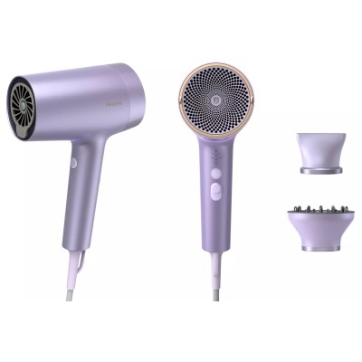Фен Philips 7000 Series, 1800Вт, 3 режими, дифузор, іоніз-я, хол. обдув, турбо, фіолетовий (BHD720/10)