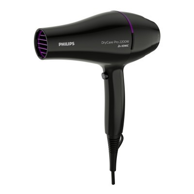 Фен Philips DryCare ACmotor, 2200Вт, 3 режими, дифузор, іоніз-я, хол. обдув, чорний (BHD274/00)