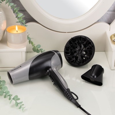 Фен Remington Ionic Dry, 2200Вт, 3 режими, дифузор,турмалинова іоніз-я, хол. обдув, сіро-чорний (D3190S)