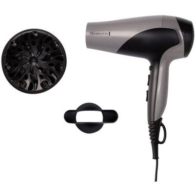 Фен Remington Ionic Dry, 2200Вт, 3 режими, дифузор,турмалинова іоніз-я, хол. обдув, сіро-чорний (D3190S)