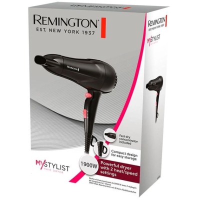 Фен Remington MyStylist, 1900Вт, 2 режими, іоніз-я, хол. обдув, чорний (D2000)
