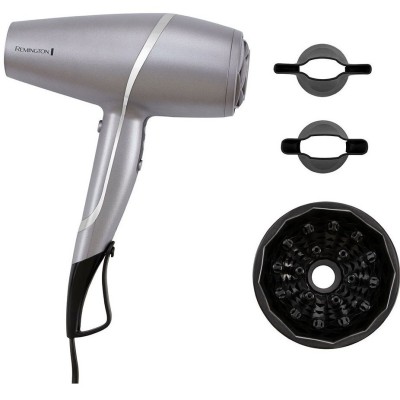 Фен Remington ProLuxe You Adaptive, 2400Вт, 3 режими, дифузор, іоніз-я, хол. обдув, турбо режим, сірий (AC9800)