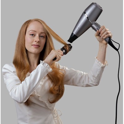 Фен Remington ProLuxe You Adaptive, 2400Вт, 3 режими, дифузор, іоніз-я, хол. обдув, турбо режим, сірий (AC9800)